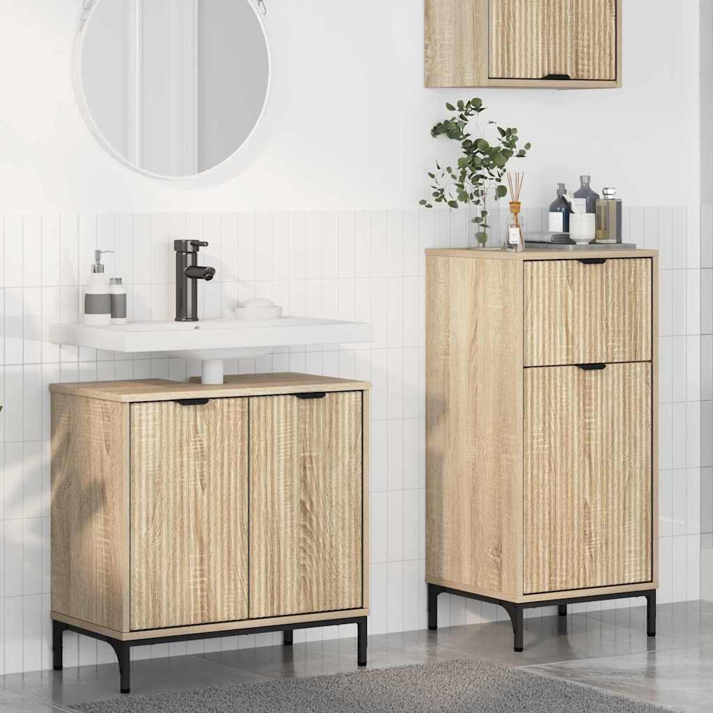 Badezimmermöbel Set Plaid 2 pcs Sonoma-Eiche 39,5 x 36 x 88 cm