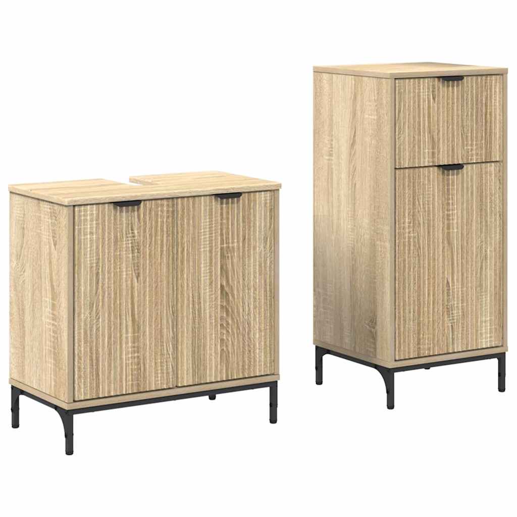 Badezimmermöbel Set Plaid 2 pcs Sonoma-Eiche 39,5 x 36 x 88 cm