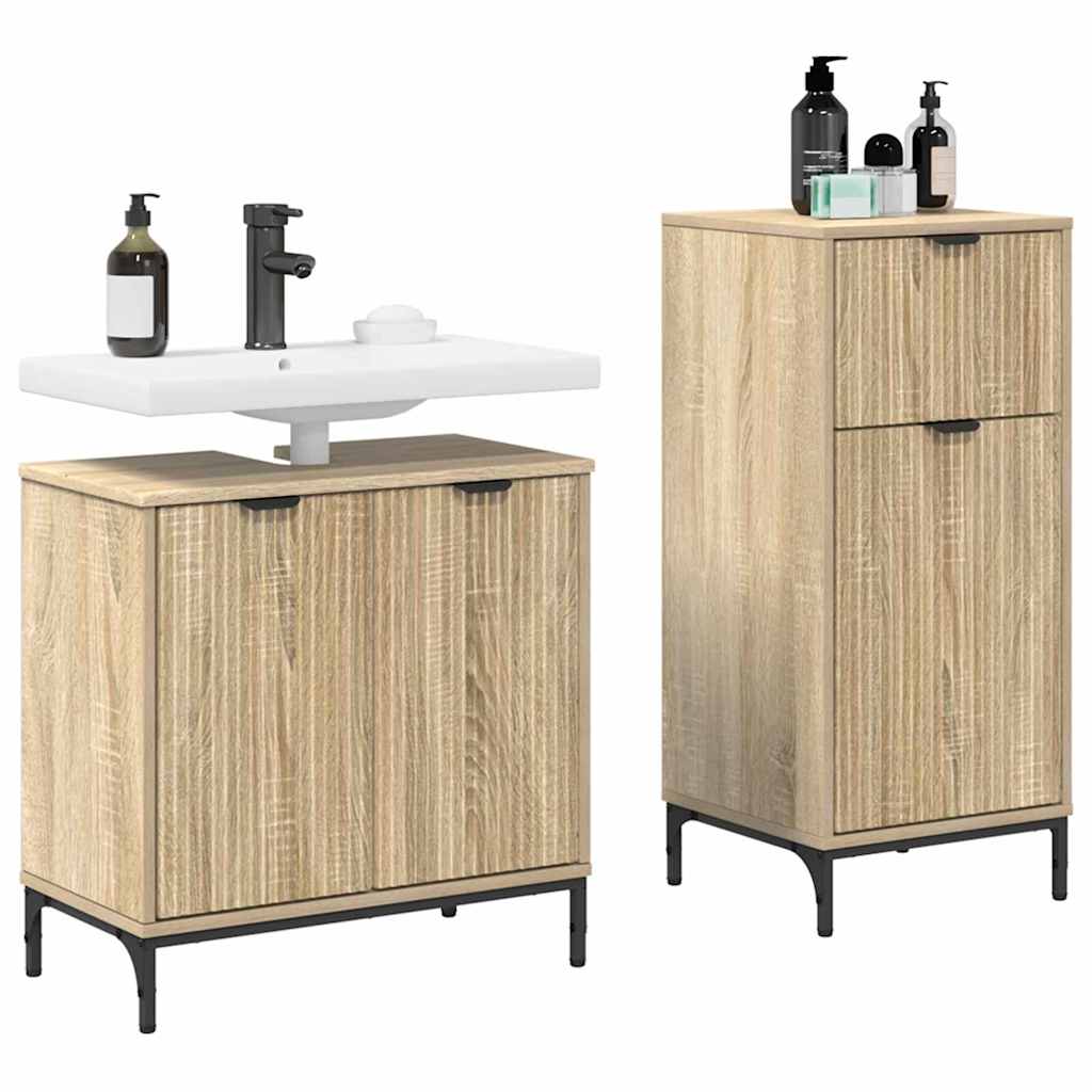 Badezimmermöbel Set Plaid 2 pcs Sonoma-Eiche 39,5 x 36 x 88 cm