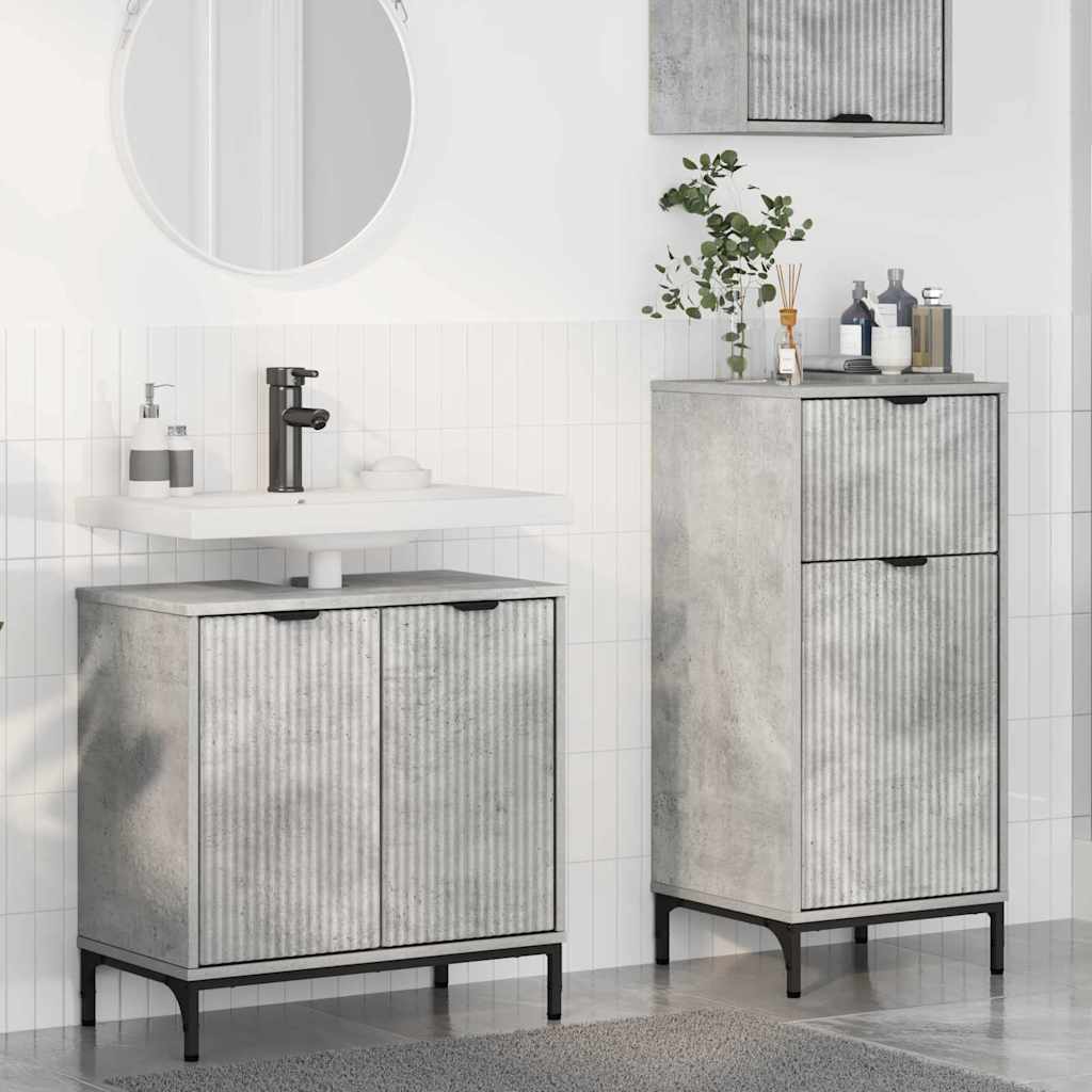 Badezimmermöbel Set mit Regal 2 pcs Betongrau 39,5 x 36 x 88 cm