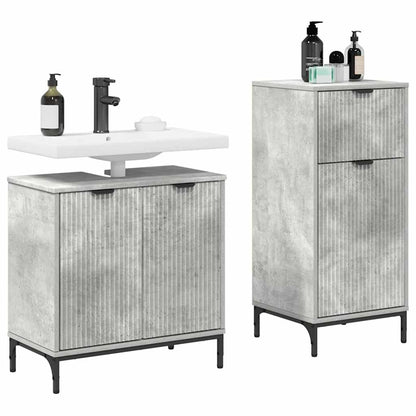 Badezimmermöbel Set mit Regal 2 pcs Betongrau 39,5 x 36 x 88 cm
