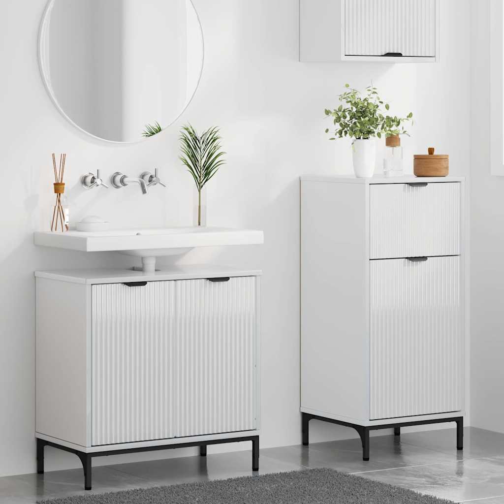 Badezimmermöbel Set 2 pcs Hochglanz-Weiß 39,5 x 36 x 88 cm