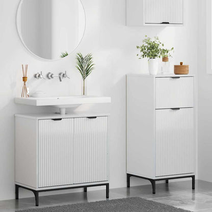 Badezimmermöbel Set 2 pcs Hochglanz-Weiß 39,5 x 36 x 88 cm
