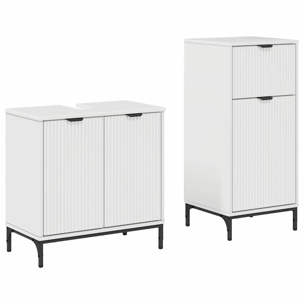 Badezimmermöbel Set 2 pcs Hochglanz-Weiß 39,5 x 36 x 88 cm