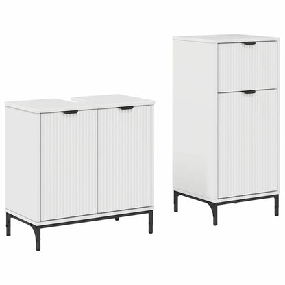 Badezimmermöbel Set 2 pcs Hochglanz-Weiß 39,5 x 36 x 88 cm