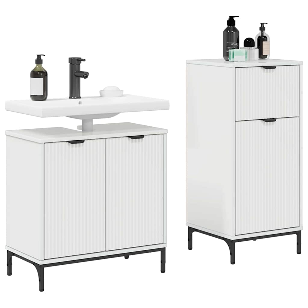 Badezimmermöbel Set 2 pcs Hochglanz-Weiß 39,5 x 36 x 88 cm