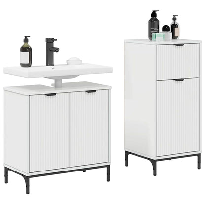 Badezimmermöbel Set 2 pcs Hochglanz-Weiß 39,5 x 36 x 88 cm