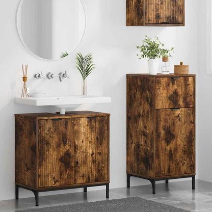 Badezimmermöbel Set Plaid 2 pcs Räuchereiche 39,5 x 36 x 88 cm