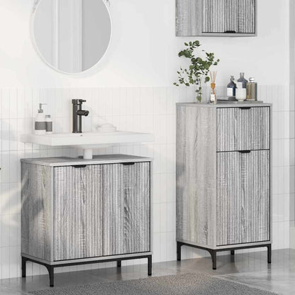 Badezimmermöbel Set Plaid 2 pcs Grau Sonoma 39,5 x 36 x 88 cm