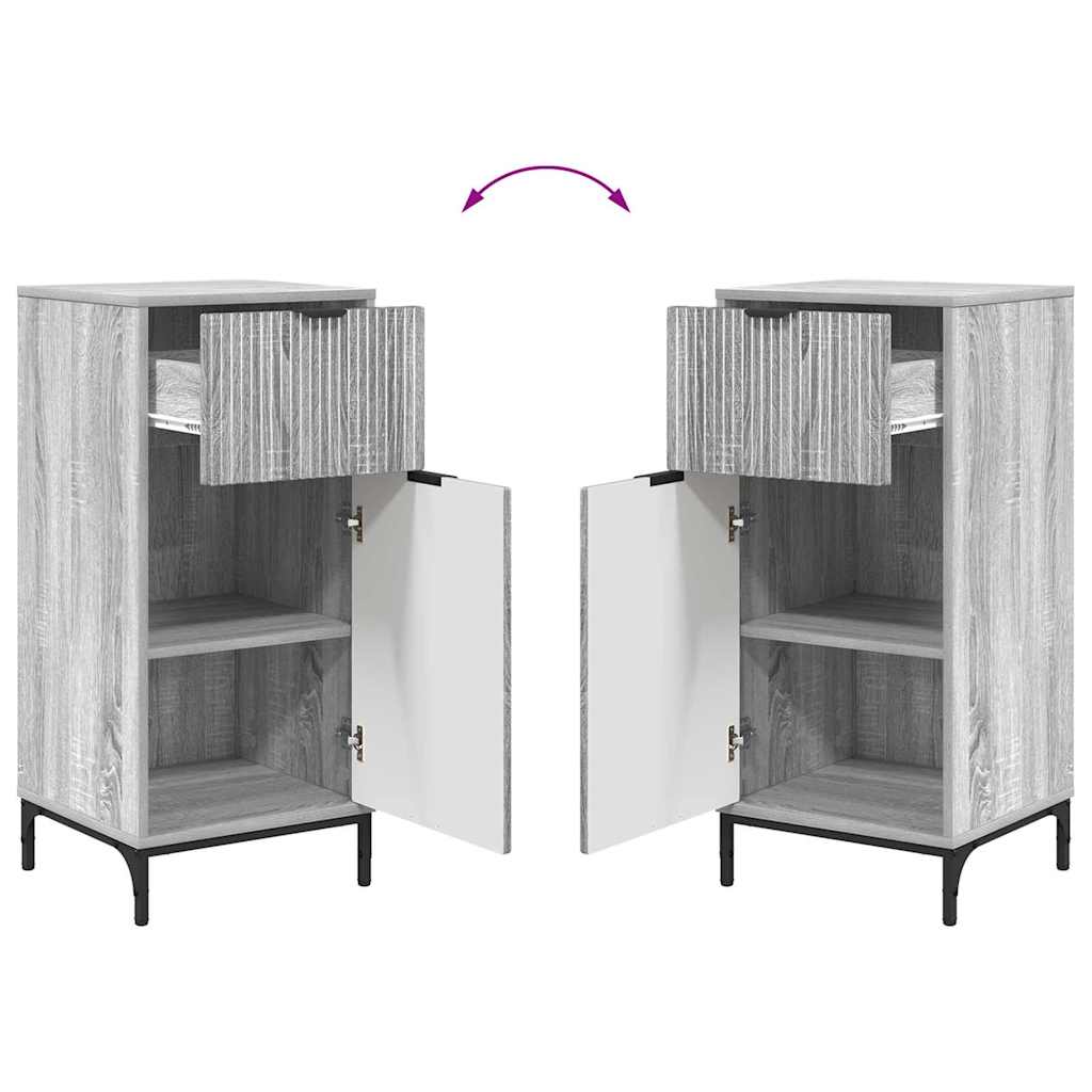 Badezimmermöbel Set Plaid 2 pcs Grau Sonoma 39,5 x 36 x 88 cm