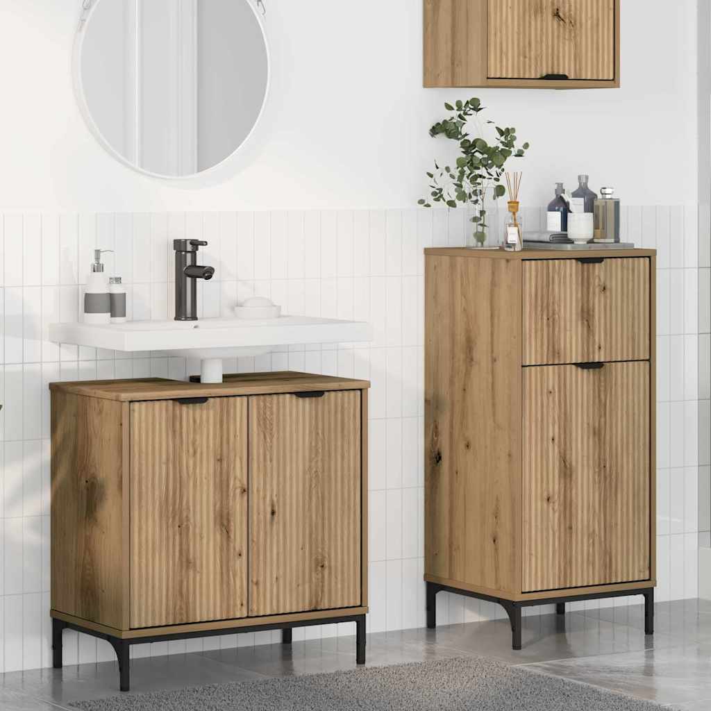 Badezimmermöbel Set Plaid 2 pcs Artisan-Eiche 39,5 x 36 x 88 cm