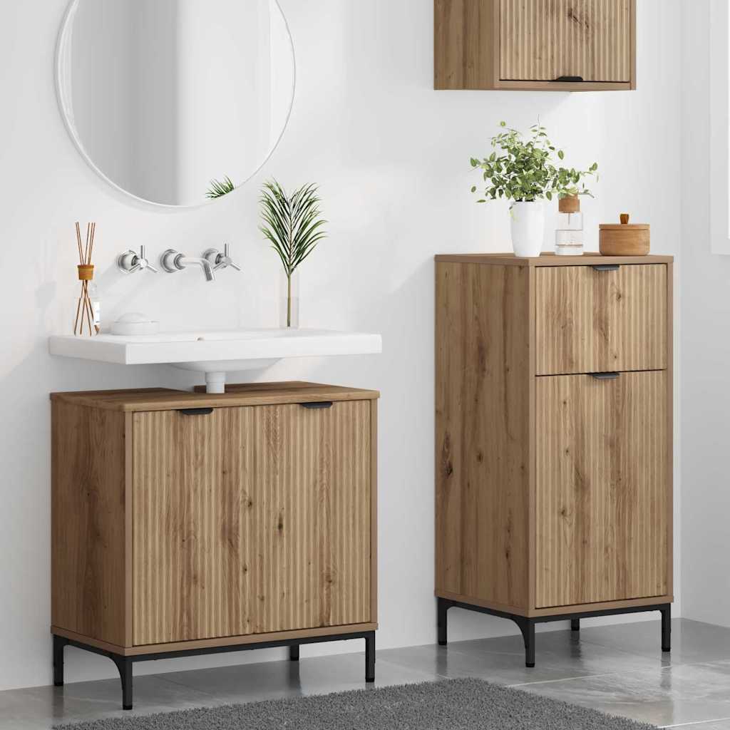 Badezimmermöbel Set Plaid 2 pcs Artisan-Eiche 39,5 x 36 x 88 cm