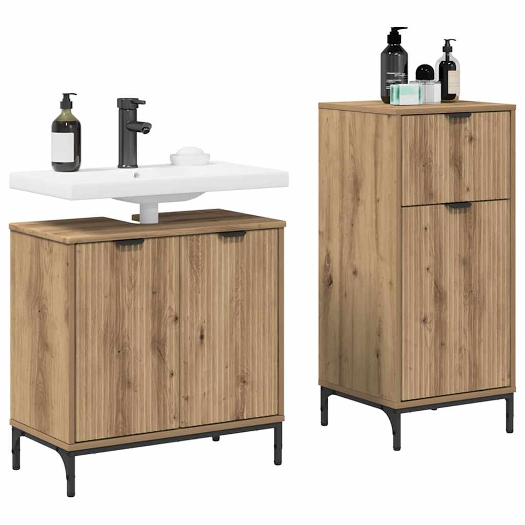 Badezimmermöbel Set Plaid 2 pcs Artisan-Eiche 39,5 x 36 x 88 cm