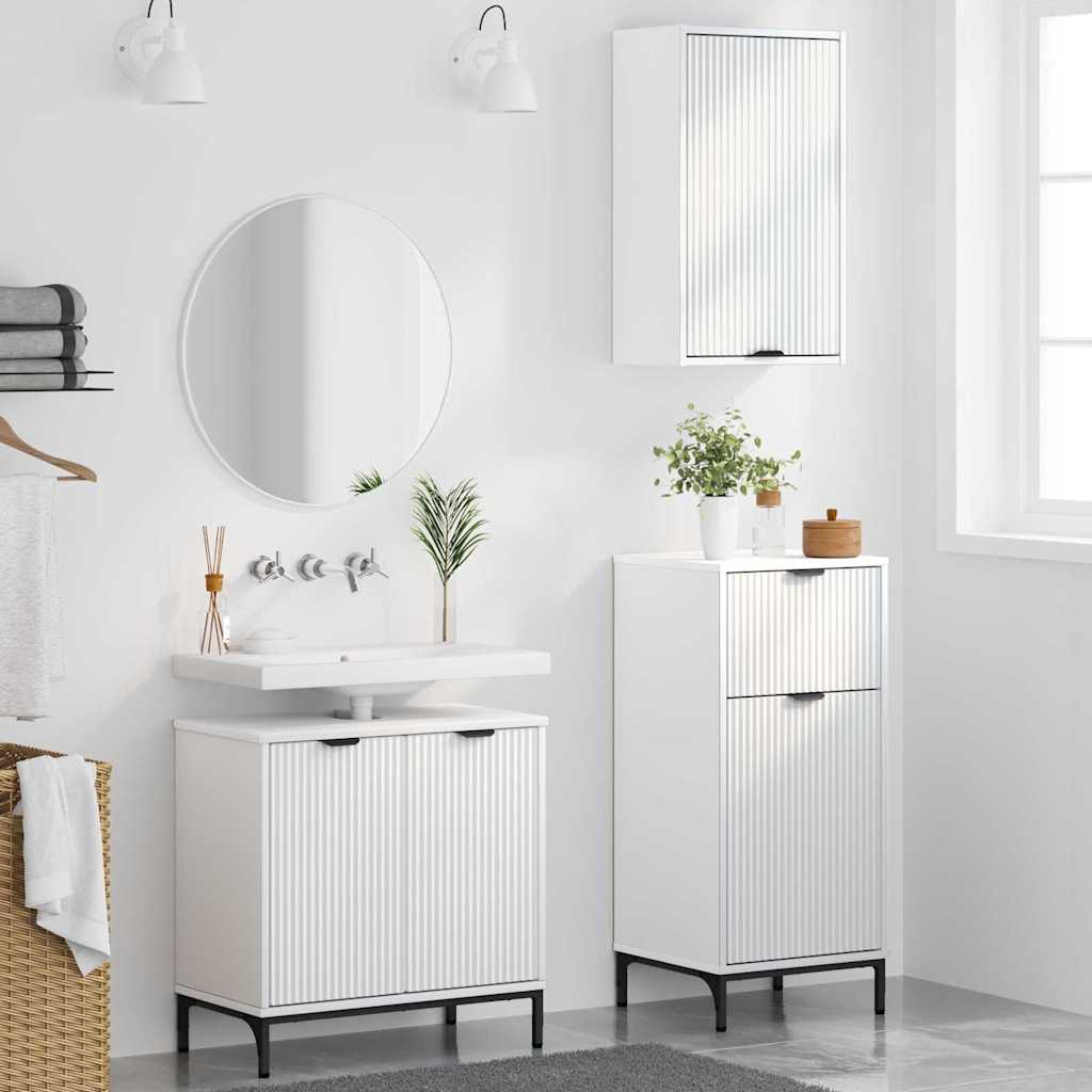 Badezimmermöbel Set 3 pcs Weiß 39,5 x 36 x 88 cm Holzwerkstoff