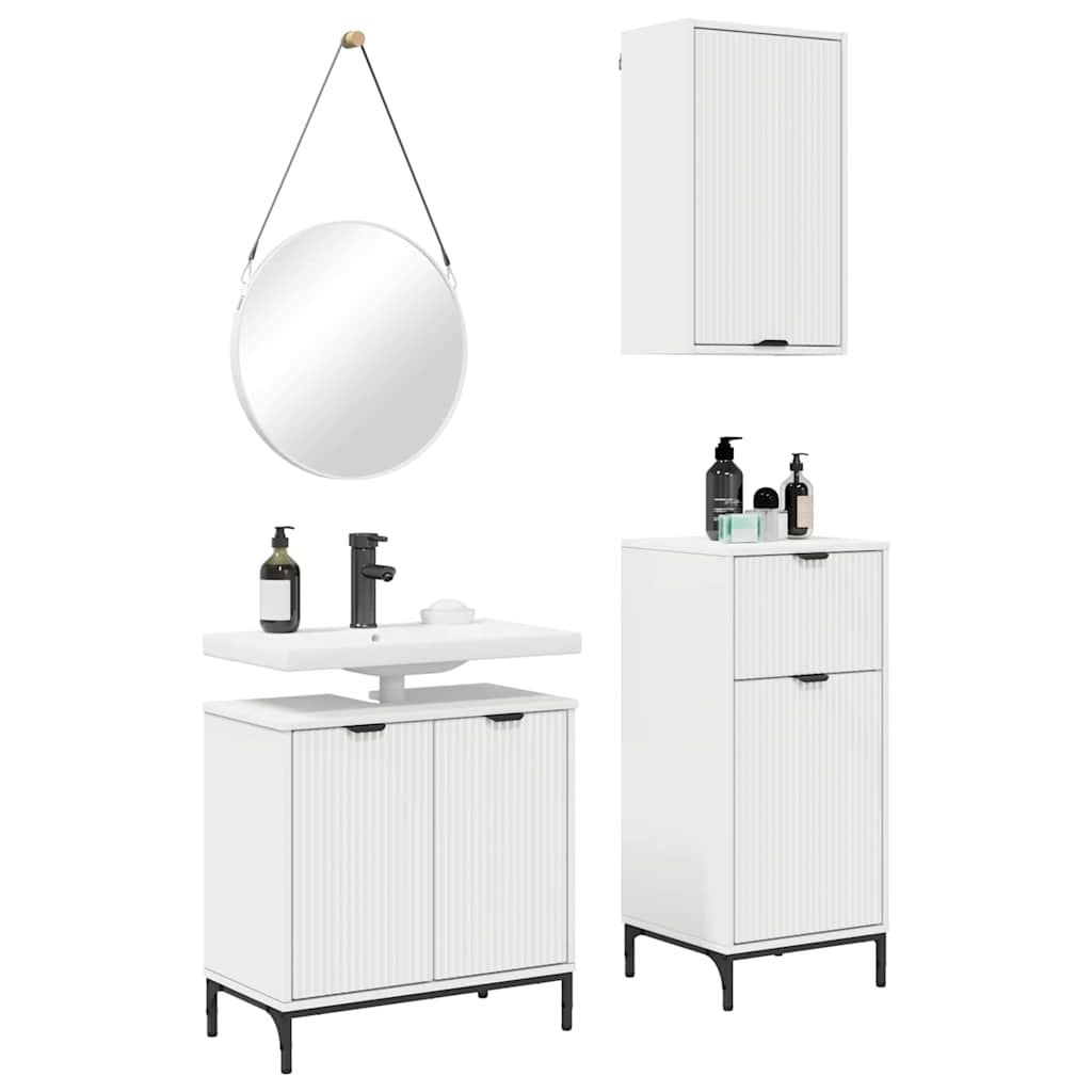 Badezimmermöbel Set 3 pcs Weiß 39,5 x 36 x 88 cm Holzwerkstoff