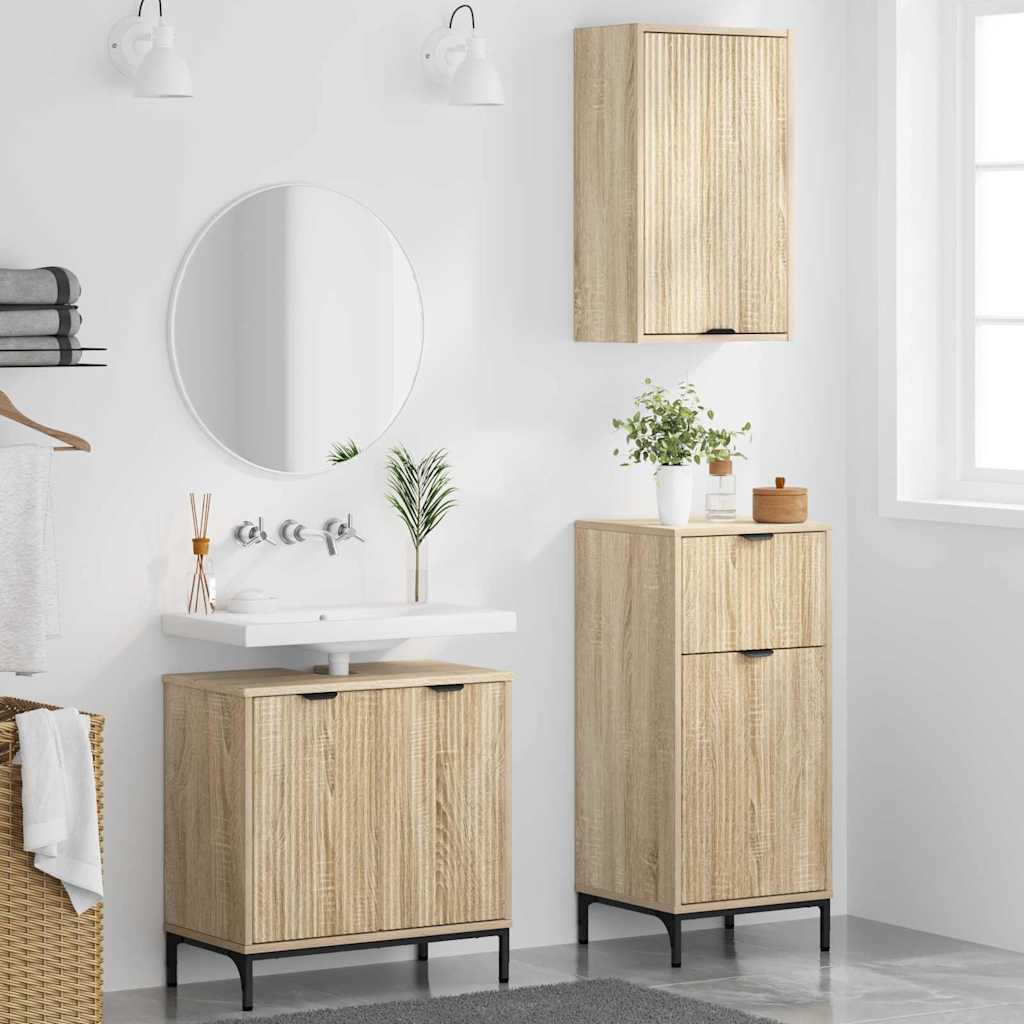 Badezimmermöbel Set Plaid 3 pcs Sonoma-Eiche 39,5 x 36 x 88 cm
