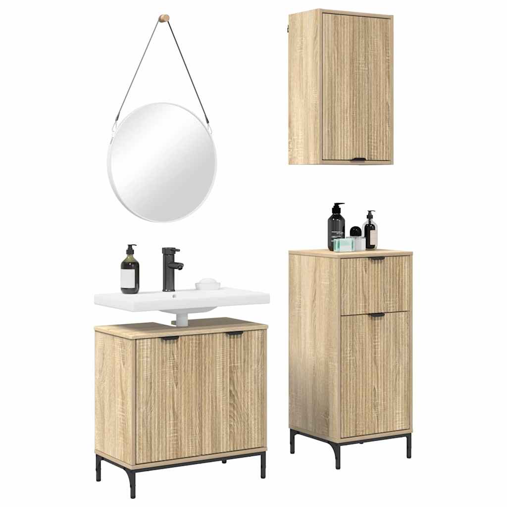 Badezimmermöbel Set Plaid 3 pcs Sonoma-Eiche 39,5 x 36 x 88 cm