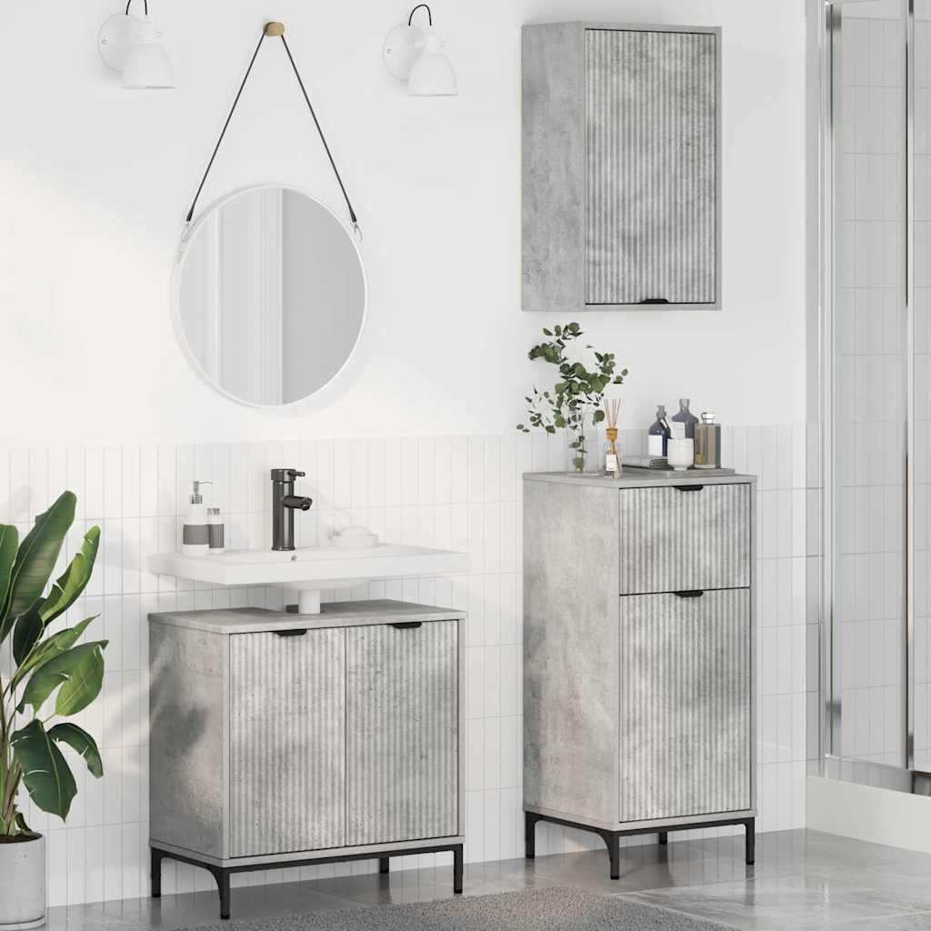 Badezimmermöbel Set mit Regal 3 pcs Betongrau 39,5 x 36 x 88 cm