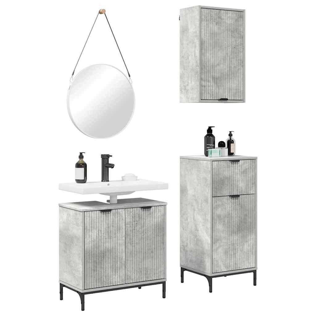 Badezimmermöbel Set mit Regal 3 pcs Betongrau 39,5 x 36 x 88 cm