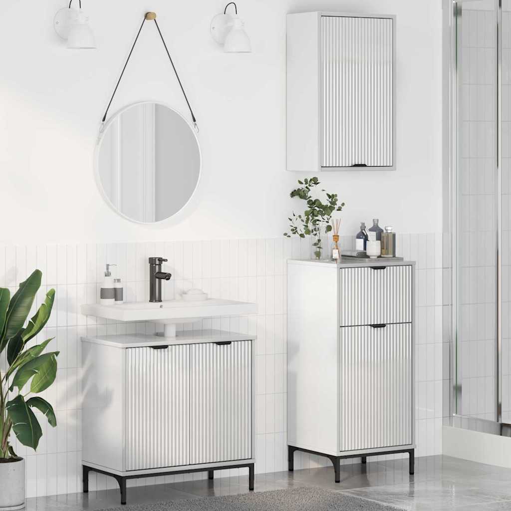 Badezimmermöbel Set 3 pcs Hochglanz-Weiß 39,5 x 36 x 88 cm