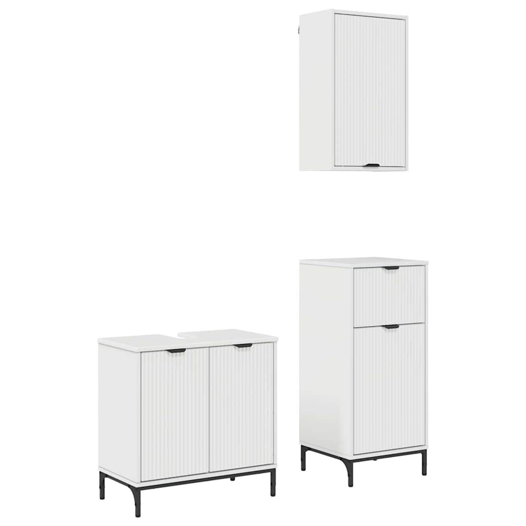 Badezimmermöbel Set 3 pcs Hochglanz-Weiß 39,5 x 36 x 88 cm