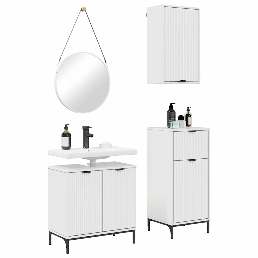 Badezimmermöbel Set 3 pcs Hochglanz-Weiß 39,5 x 36 x 88 cm