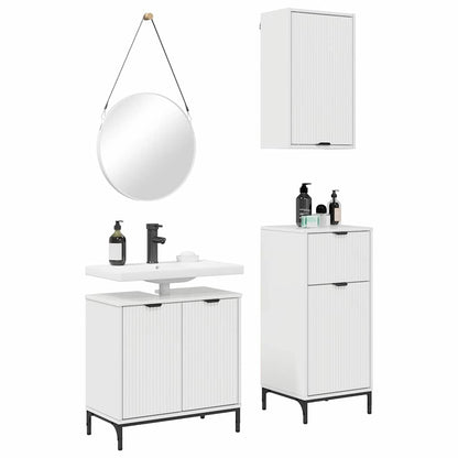 Badezimmermöbel Set 3 pcs Hochglanz-Weiß 39,5 x 36 x 88 cm