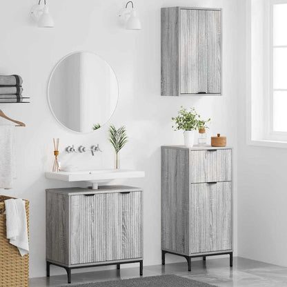 Badezimmermöbel Set Plaid 3 pcs Grau Sonoma 39,5 x 36 x 88 cm