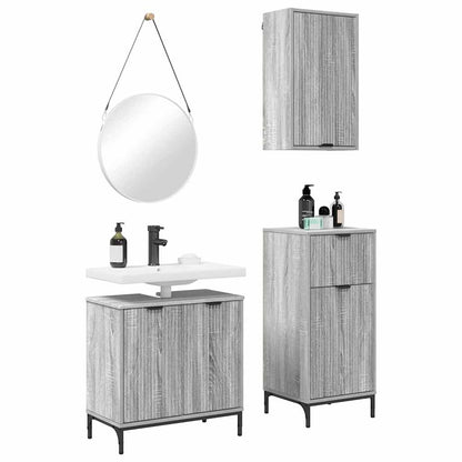Badezimmermöbel Set Plaid 3 pcs Grau Sonoma 39,5 x 36 x 88 cm