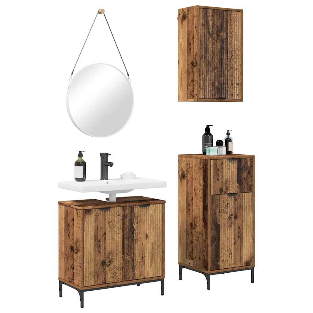 Badezimmermöbel Set mit Regal 3 pcs Altholz 39,5 x 36 x 88 cm