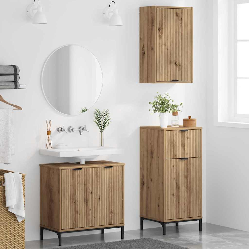 Badezimmermöbel Set Plaid 3 pcs Artisan-Eiche 39,5 x 36 x 88 cm