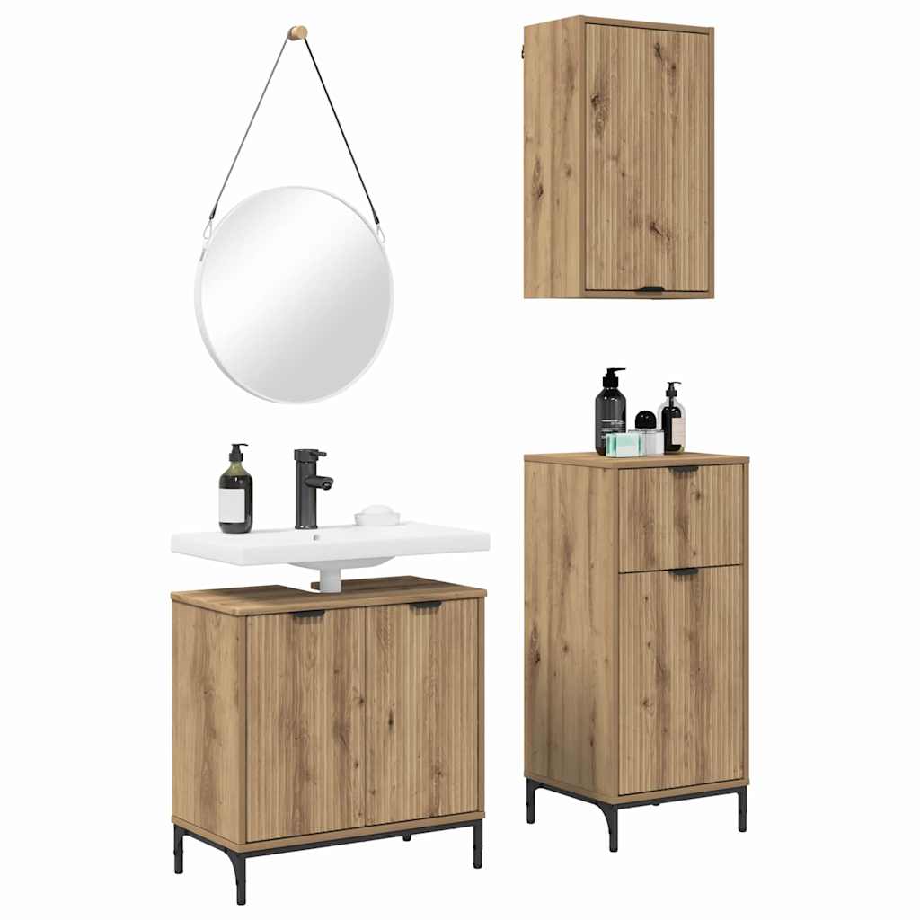 Badezimmermöbel Set Plaid 3 pcs Artisan-Eiche 39,5 x 36 x 88 cm