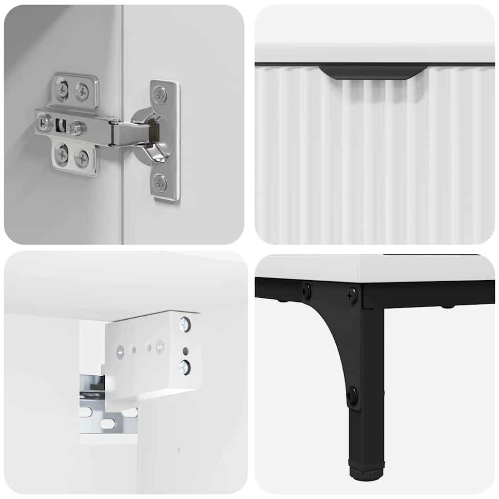 Badezimmermöbel Set mit Schubladen Weiß Spanplatte, Metall