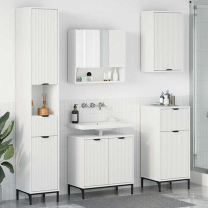 Badezimmermöbel Set mit Schubladen Weiß Spanplatte, Metall