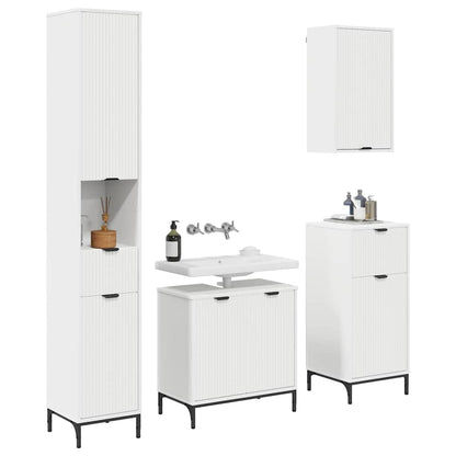Badezimmermöbel Set mit Schubladen Weiß Spanplatte, Metall