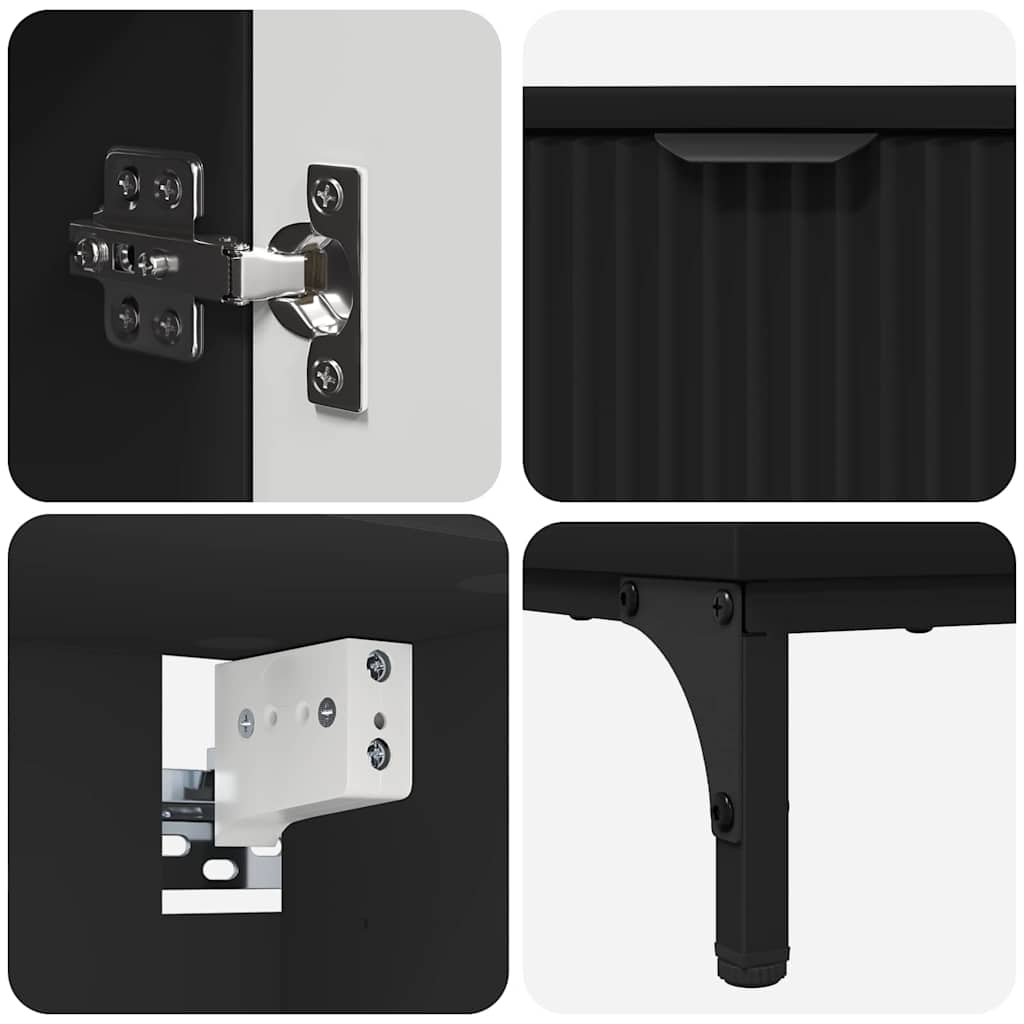 Badezimmermöbel Set mit Schubladen Schwarz Spanplatte, Metall