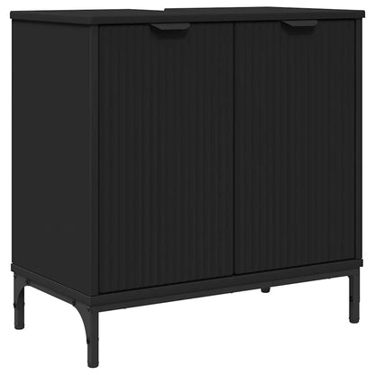 Badezimmermöbel Set mit Schubladen Schwarz Spanplatte, Metall