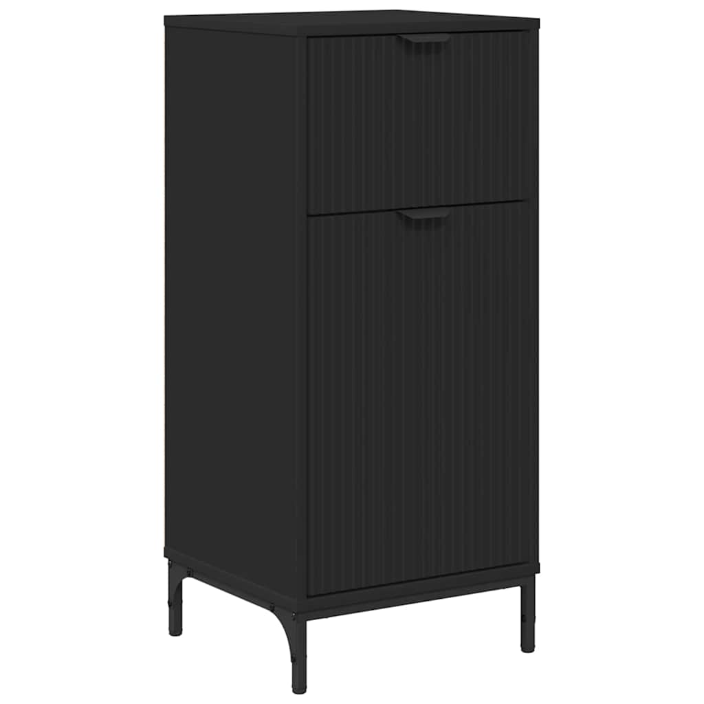 Badezimmermöbel Set mit Schubladen Schwarz Spanplatte, Metall
