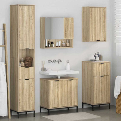 Badezimmermöbel Set mit Tür Sonoma-Eiche Spanplatte, Metall
