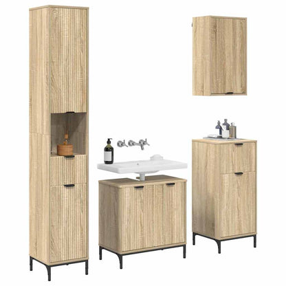 Badezimmermöbel Set mit Tür Sonoma-Eiche Spanplatte, Metall