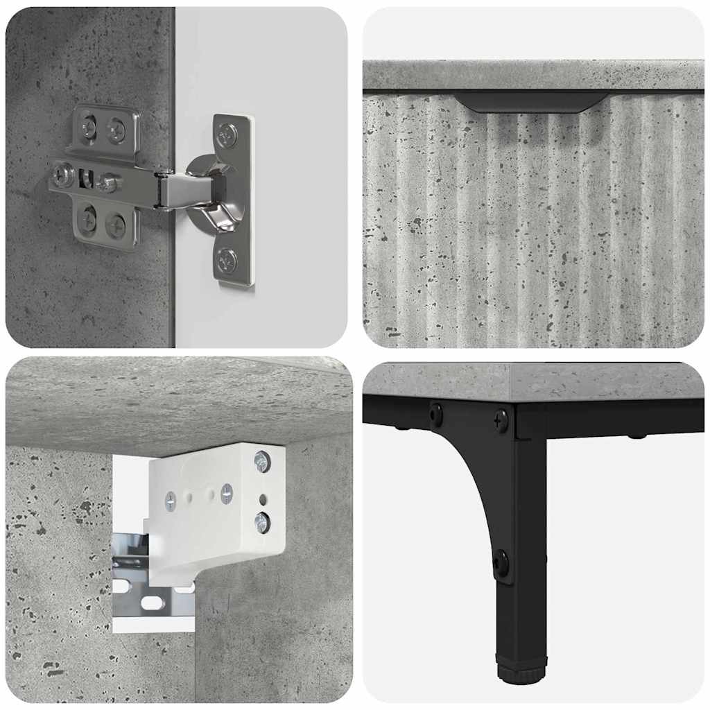 Badezimmermöbel Set Wandmontiert Beton Grau Spanplatte, Metall