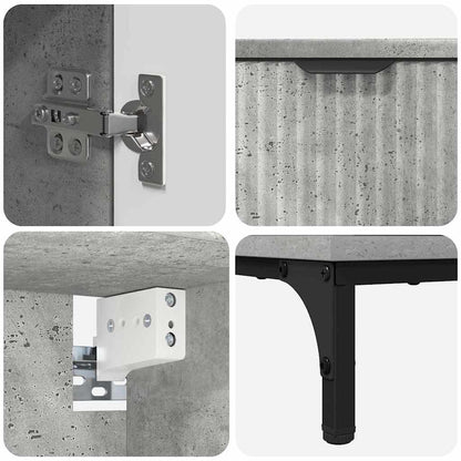 Badezimmermöbel Set Wandmontiert Beton Grau Spanplatte, Metall