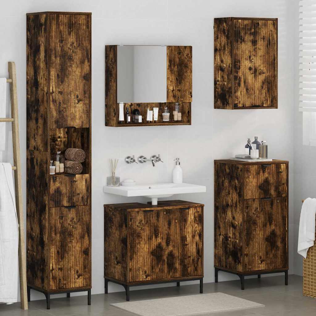 Badezimmermöbel Set Geräucherte Eiche Spanplatte, Metall