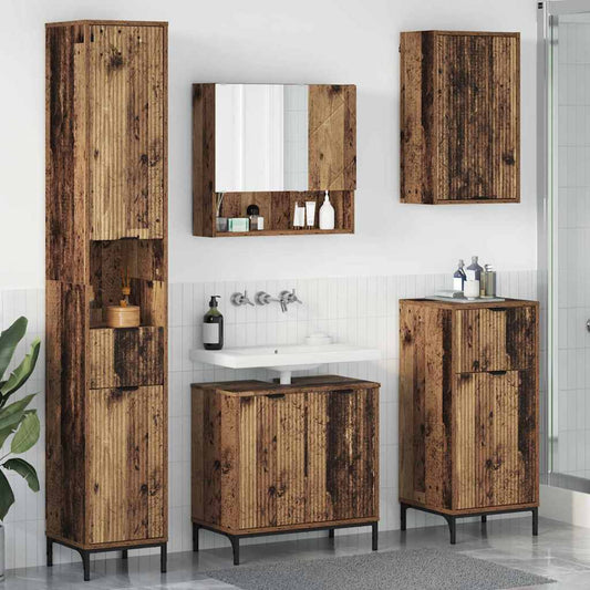 Badezimmermöbel Set mit Schubladen Altholz Spanplatte, Metall