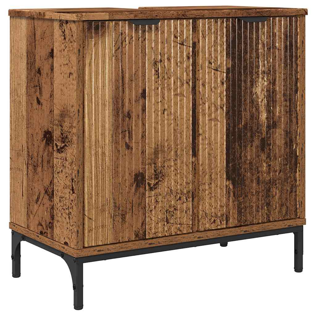 Badezimmermöbel Set mit Schubladen Altholz Spanplatte, Metall