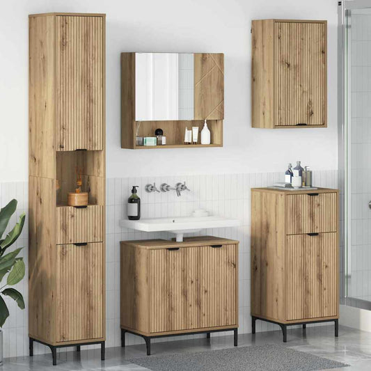 Badezimmermöbel Set mit Tür Artisan-Eiche Spanplatte, Metall