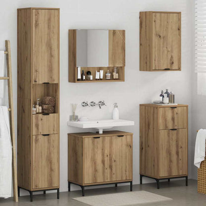Badezimmermöbel Set mit Tür Artisan-Eiche Spanplatte, Metall