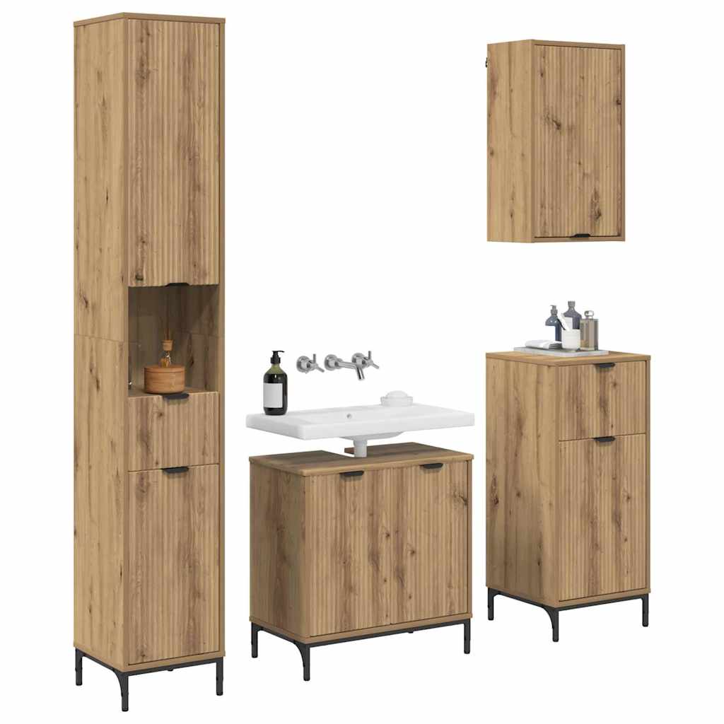 Badezimmermöbel Set mit Tür Artisan-Eiche Spanplatte, Metall