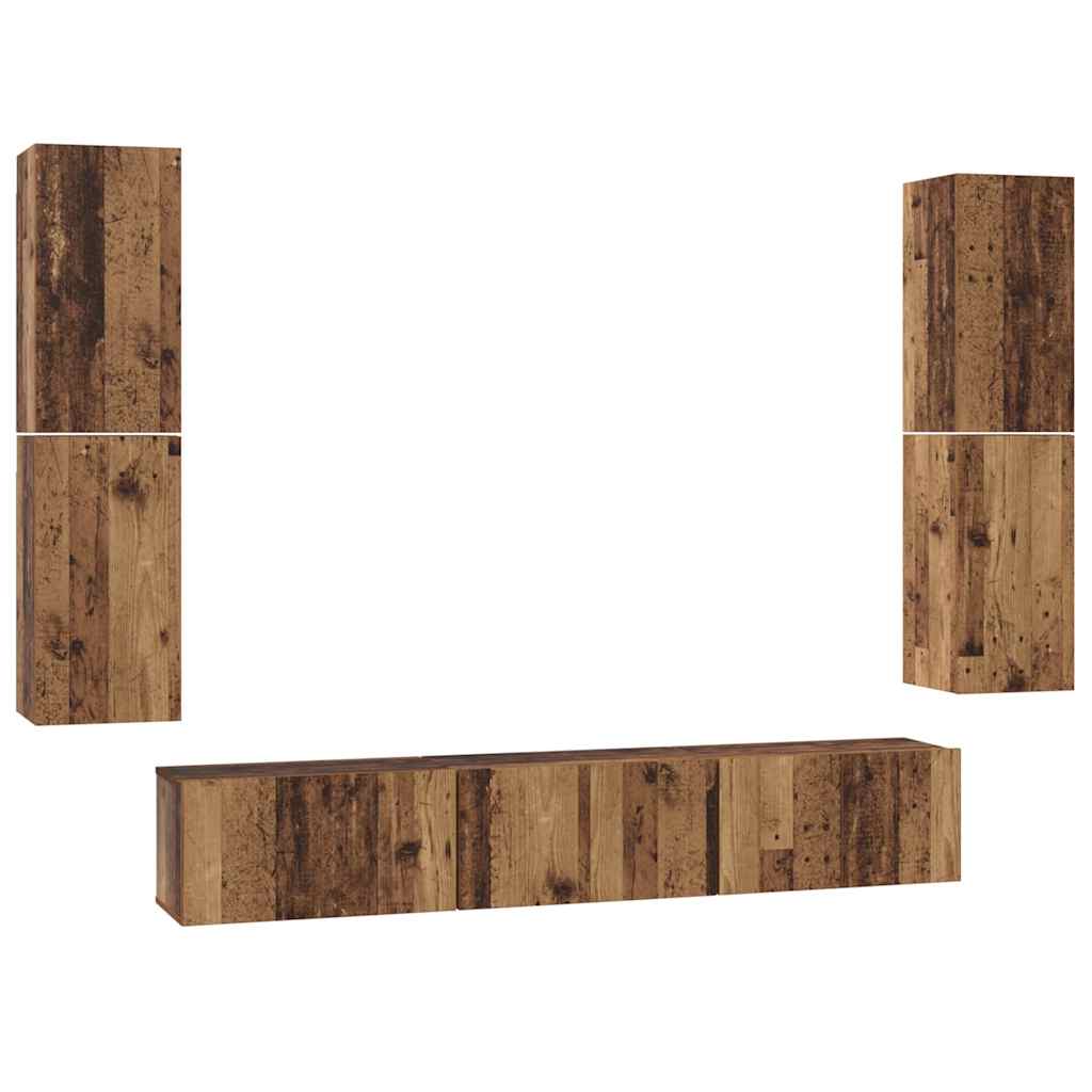 TV-Möbel-Set 7 pcs Altholz 60 x 30 x 30 cm Holzwerkstoff