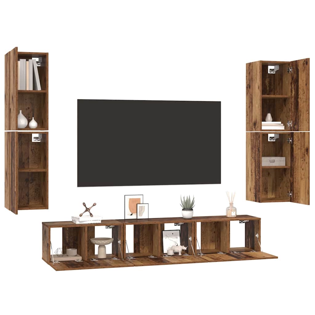 TV-Möbel-Set 7 pcs Altholz 60 x 30 x 30 cm Holzwerkstoff